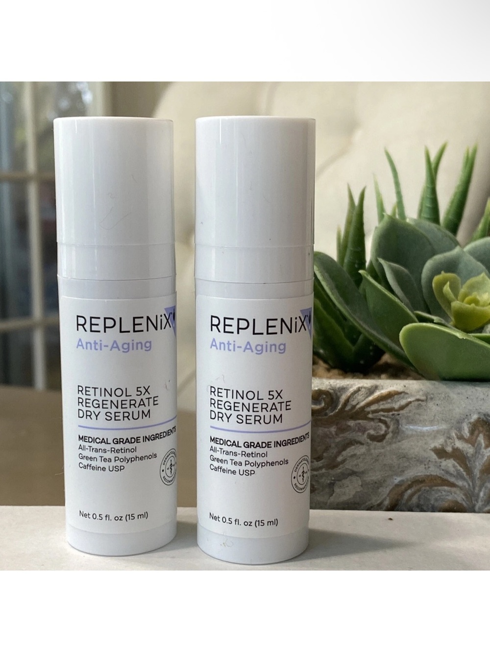 Replenix Retinol 5x Regenerate Dry Serum - 1oz Total ( 2 X 15 ML Each )